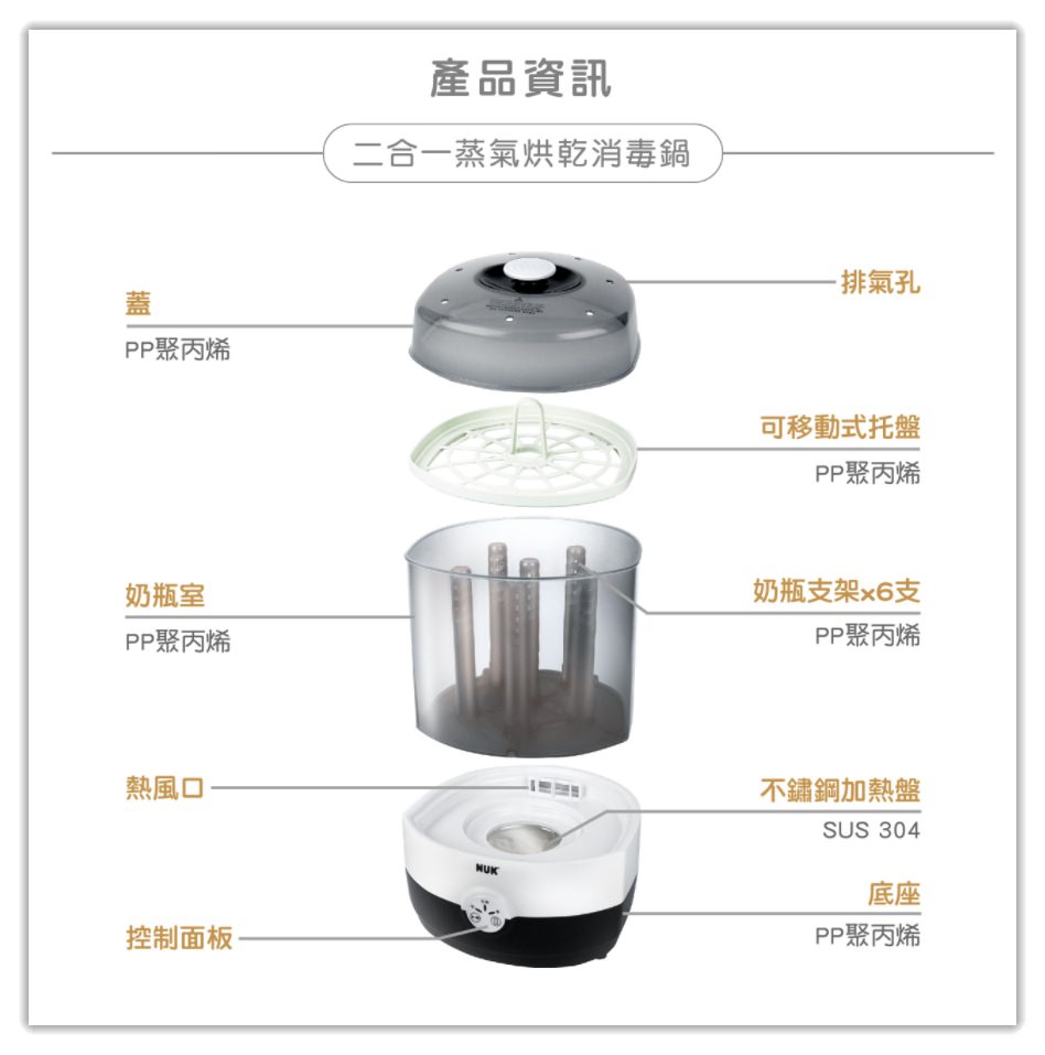NUK 二合一蒸氣烘乾消毒鍋 操作方便又簡單、使用期長~