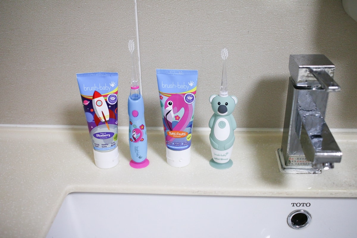 BRUSH BABY電動牙刷、木糖醇牙膏 可愛的動物造型，讓孩子開開心心學習自主刷牙