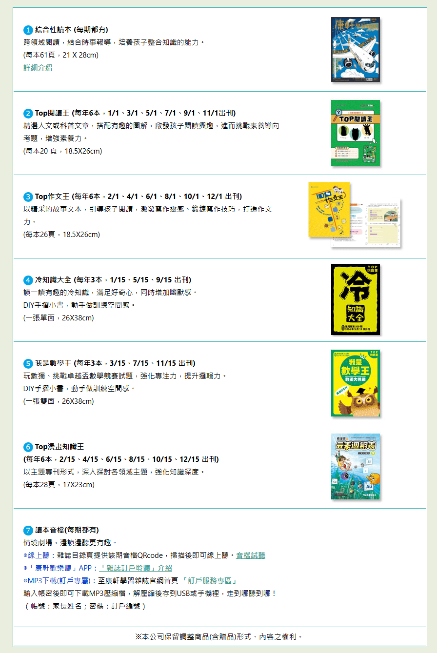 康軒雜誌~學前版、初階版、進階版，「陪伴孩子成長」的優良讀物