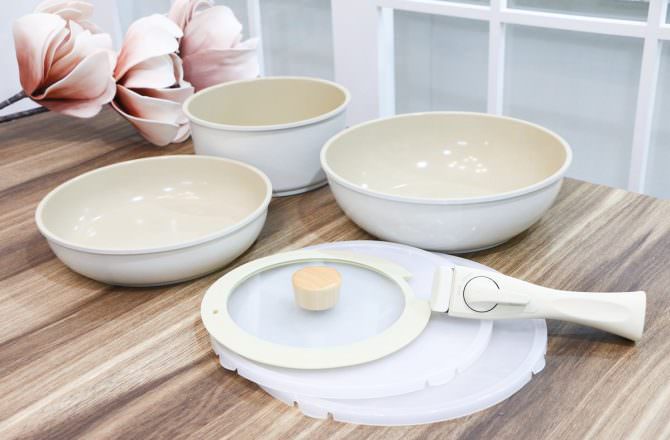 【團購】韓國Neoflam FIKA 可拆式陶瓷塗層鍋具七件組 好看、好用好收納~